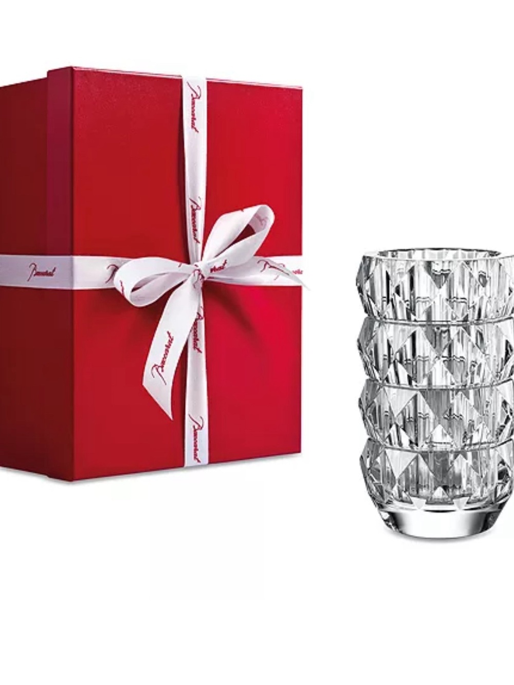 BNIB Baccarat louxor Crystal small round vase with Red Gift Box